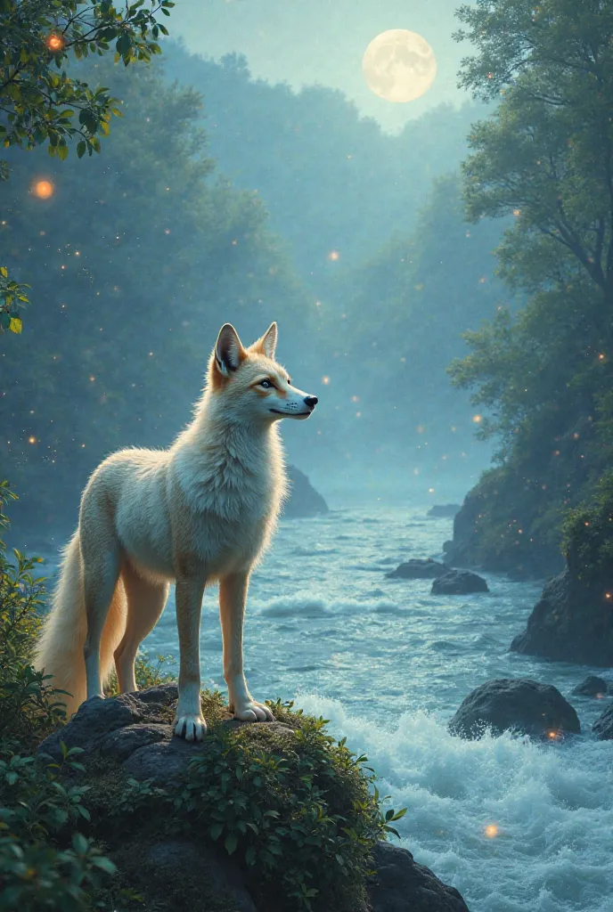 Luna fox comes across a wide river. She tries to cross but gets stuck, unsure of how to move forward.