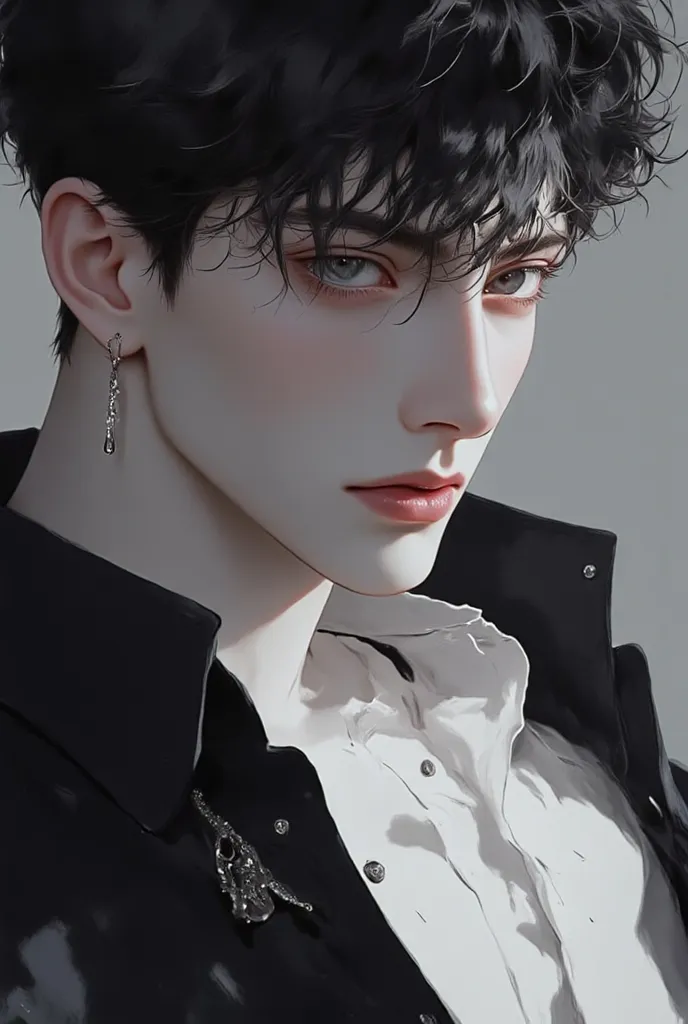 (masterpiece), (best quality), 1man, solo, male, messy black hair, dreamy eyes, amber eyes, chiseled jawline, muscular, modern student, modern uniform, arrogant, confident, playful, classroom background, forehead, majestic, aesthetic, ethereal, handsome, t...