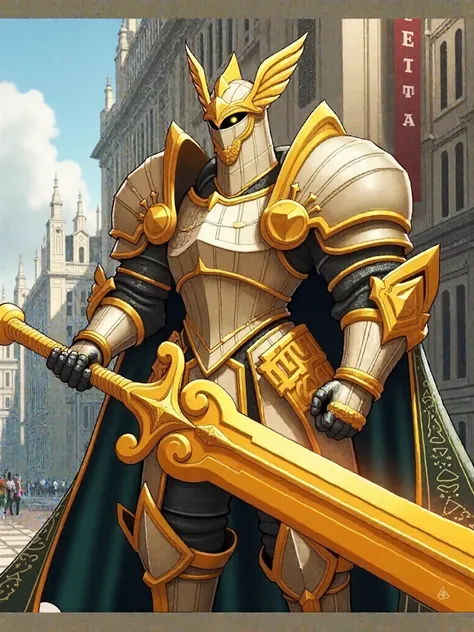 high resolution, high detail with stars, top quality,  High Quality ,  blurry view , subjective point of view, animation, character design, Giant Armor, richly decorated armor,  broad shoulders, Large male,  fantasy, White Armor, heavy full plate,  golden ...