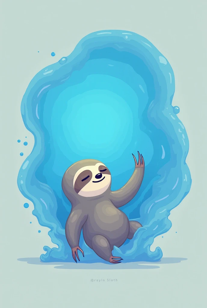 Cartoon sloth being eaten by a blue portal