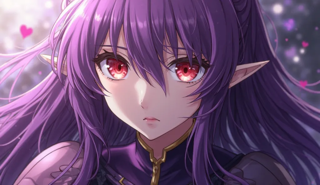 A close up of a woman with long purple hair and a purple dress, wearing dark purple armor, anime style like Fate/stay night, anime isekai popular, Fate Grand Order, portrait of a girl from the knights of the zodiac, Fu