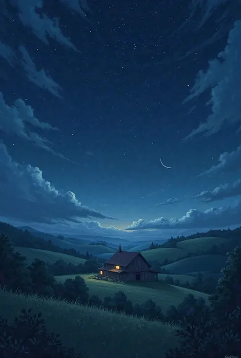 A starry sky in the countryside