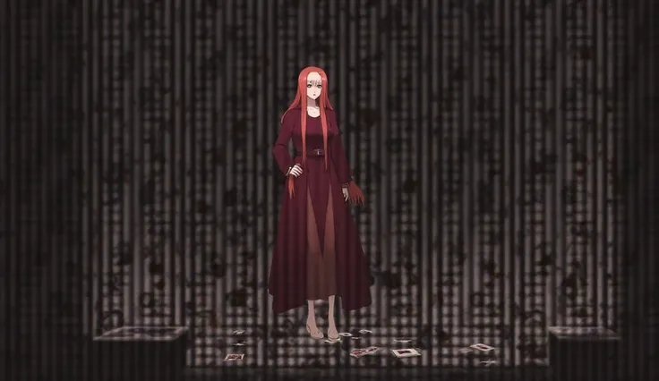  

 1chica, Alone, linda,  I wore a,   ufotable style  ,  anime ufotable ,

 Ruined Castle , dark,

Scathach, Scathach Fate Grand Order, destination,  Fate Grand Order, long hair, I wore a ajustado rojo, eyes,  
