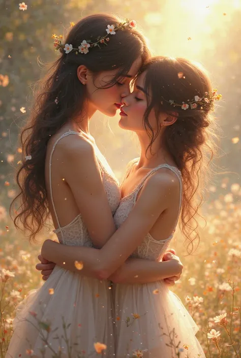 Two girls kissing each other 