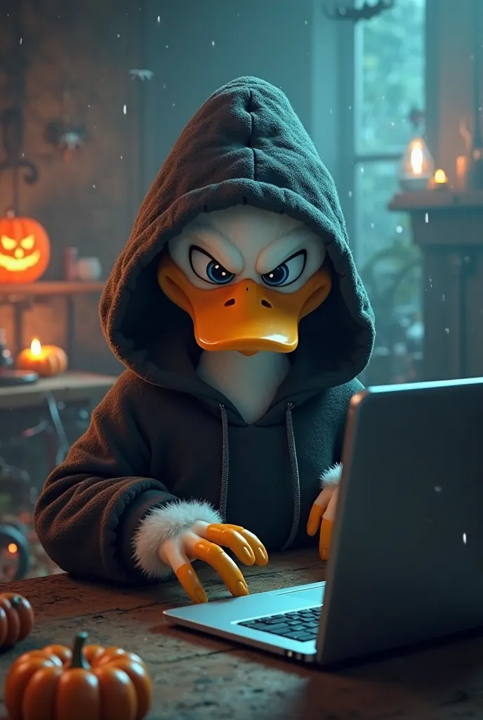 I want to create a helovin-style image of a hacker duck