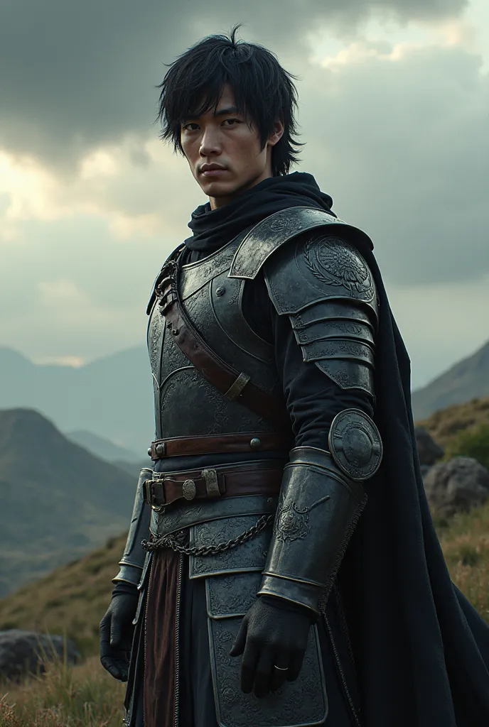 A young man in his late s black hair and armor