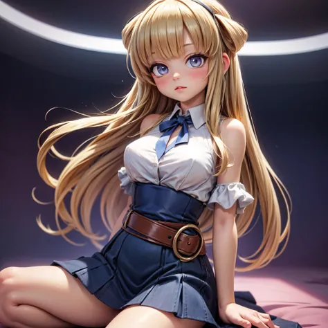 FletcherKC, FletcherCasual, 
collared shirt, blue skirt, high-waist skirt, virgin killer outfit