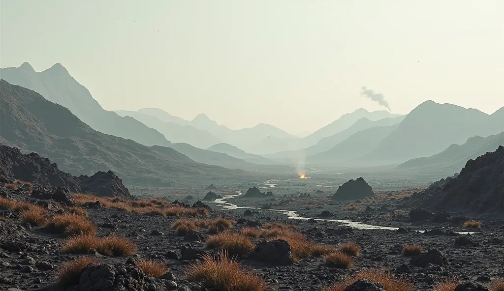 Location is semi-volcanic with very less fires in background.