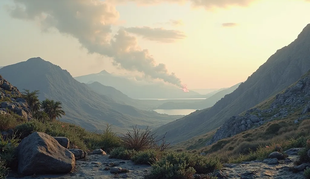 Location is semi-volcanic with less fires in background.