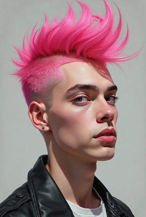 DOESN&#39;T LOOK GAY, a handsome boy with a Mohican in pink