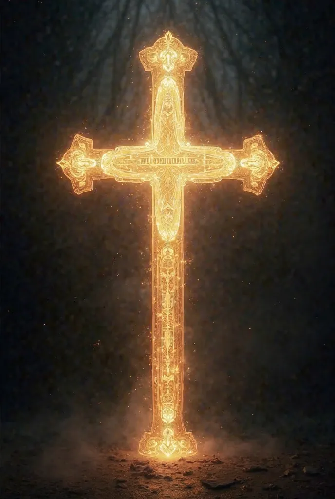 Make an image of a "SLAVONIC CROSS" made of light, and put the lettering "LIGHT OF ORTHODOXY" on it