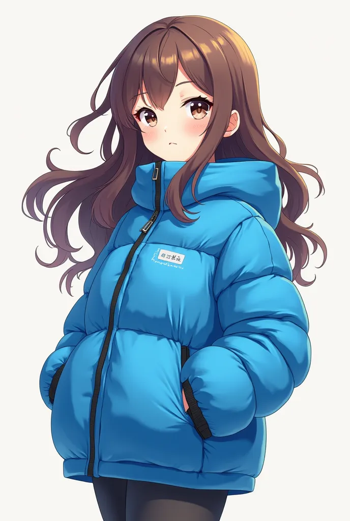  blue down jacket，Two-dimensional girl with hair