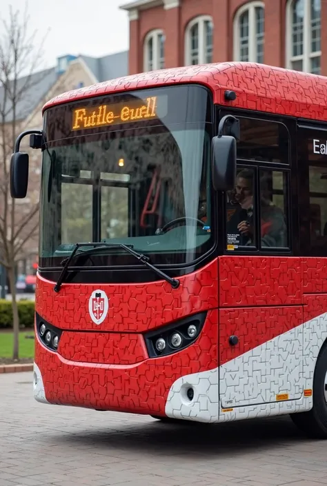 a university faculty shuttle bus. Request :
red, color code E32028 combined with white
with logo and school name
Striking texture of straight lines, Simple cubes