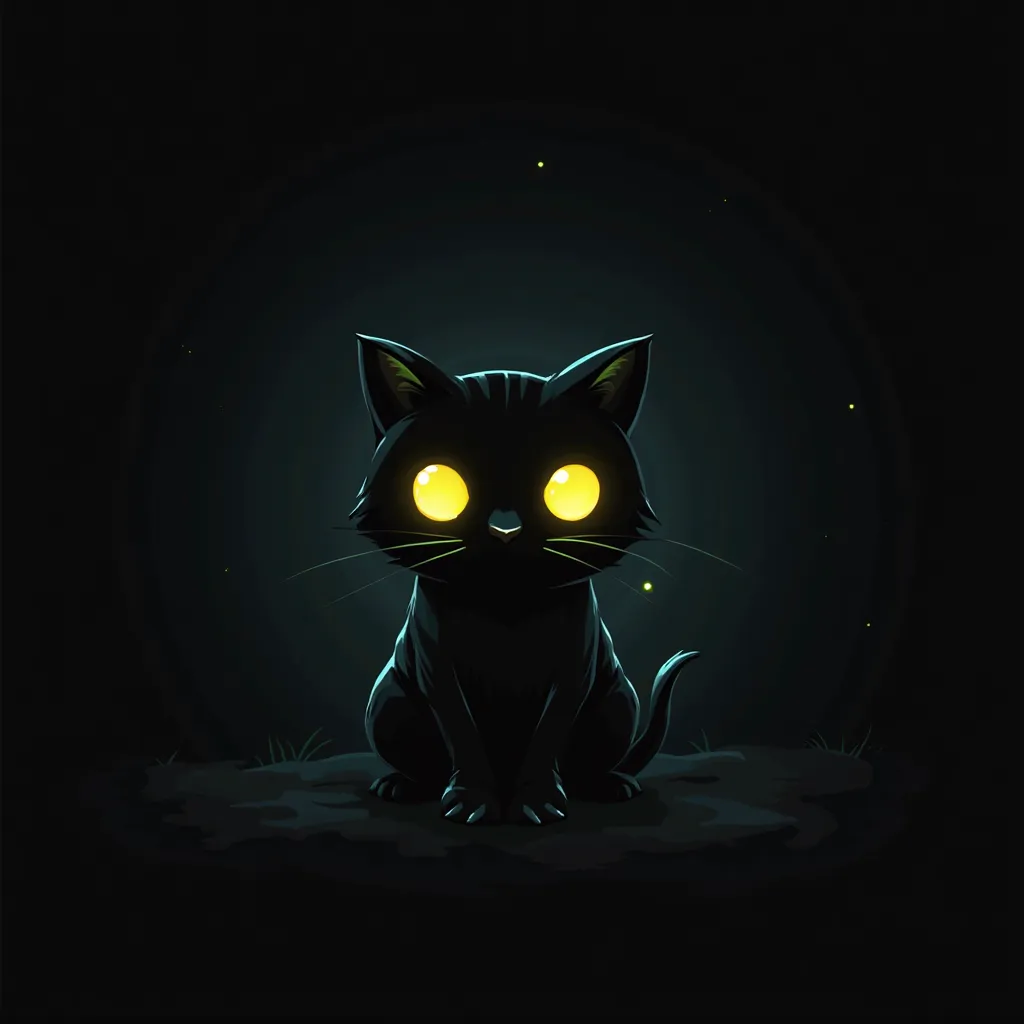 Anime-Style, Design a sleek and modern YouTube Short logo featuring a stylized black cat with glowing yellow eyes. The cat should have a minimalist, silhouette-like appearance, with smooth curves and a slight arch to its tail. The logo should evoke mystery...