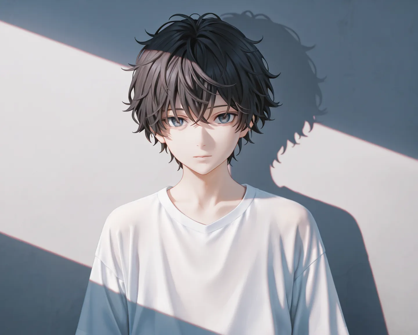 1boy, male, male focus, short messy hair, wearing white shirt, see through shirt, very high quality, best quality, depth of field, bloom, drop shadow, atmospheric, sublime atmosphere, cinematic, very detailed, anatomically correct, ultra HD, very high reso...