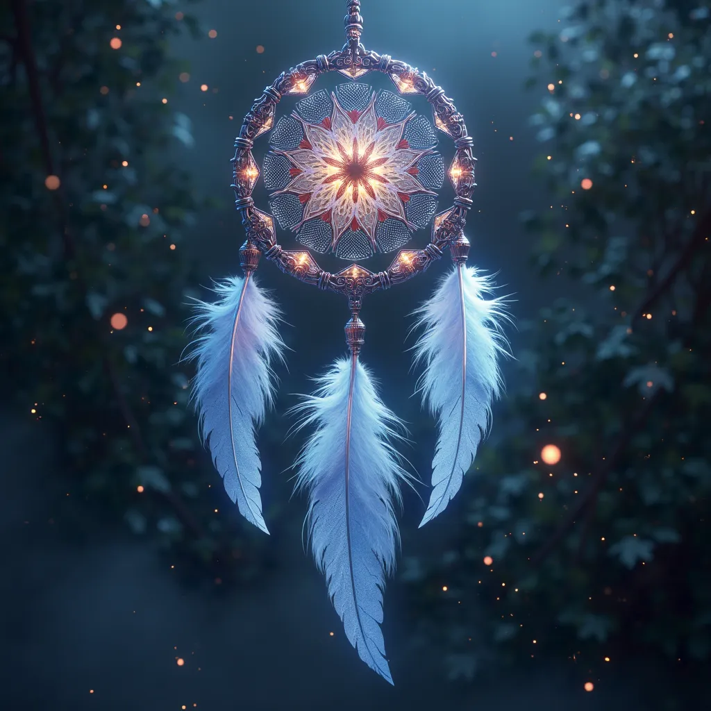 crystal feather dreamcatcher, dark fantasy, dreamy, romantic, 8k, hd, unreal engine, , smoky, dark smoky glowing background with magic glitter, eye