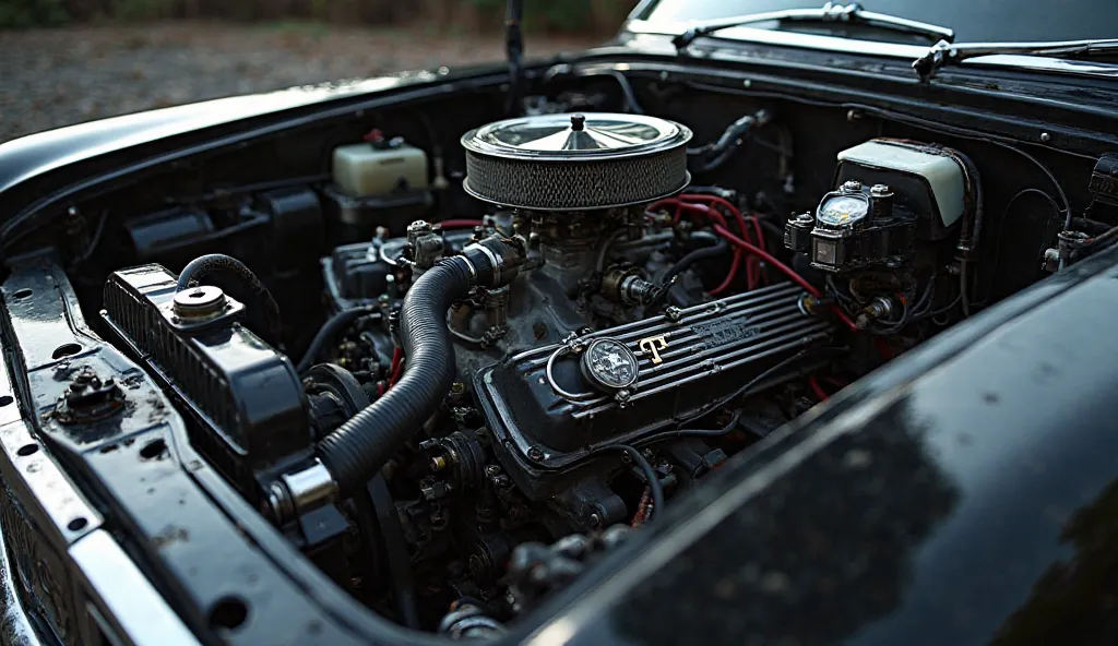 1970 Hindustan Contessa Sp engine view black colour 