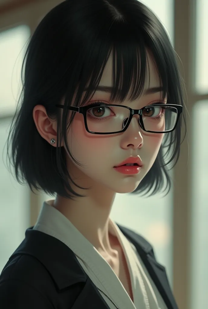  has sex appeal、A quiet Japanese woman with glasses