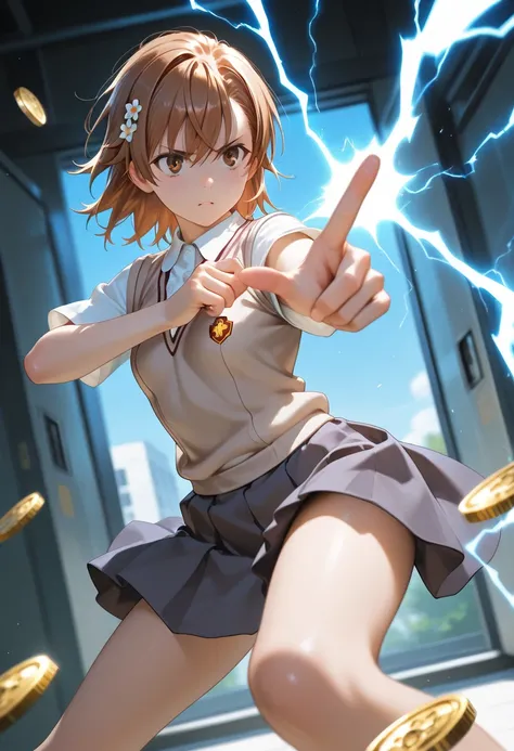 masterpiece, best quality, vibrant, very aesthetic, high contrast, cinematic lighting, dramatic composition, dynamic angle, photorealistic portrait, beautiful detailed face, detailed texture, detailed skin, newest,BREAK 1girl, A Certain Scientific Railgun,...