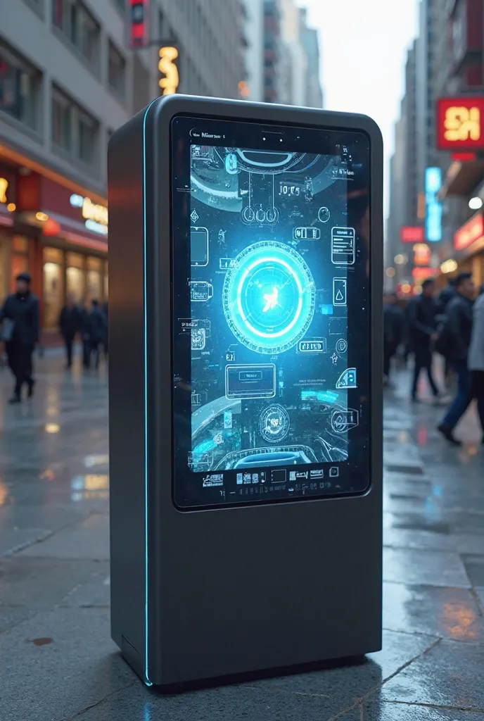 A bin with an animated screen in the center