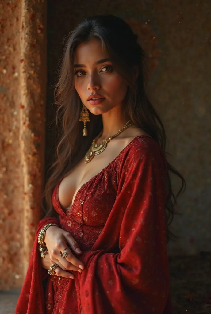 hot sexy, 18 years old nepali girl, full body, kurta surreal, low neckline, show cleavage, body hugging, bend over, photorealistic, 8k, masterpiece, hyper detailed, realistic skin texture, intricate facial features, captivating expression, delicate hands, ...