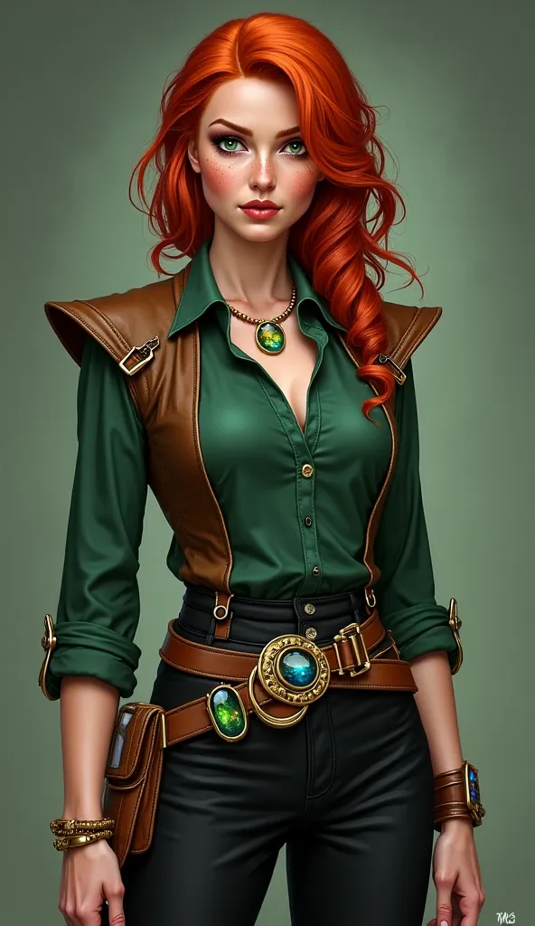 Lady Varienna, Mistress of Alchemy

Lady Varienna stands at 5’7”, her frame lean and agile, built for precision rather than brute strength. Her fiery red hair falls in loose waves, often messy from long hours in the lab, with strands tucked behind her ears...