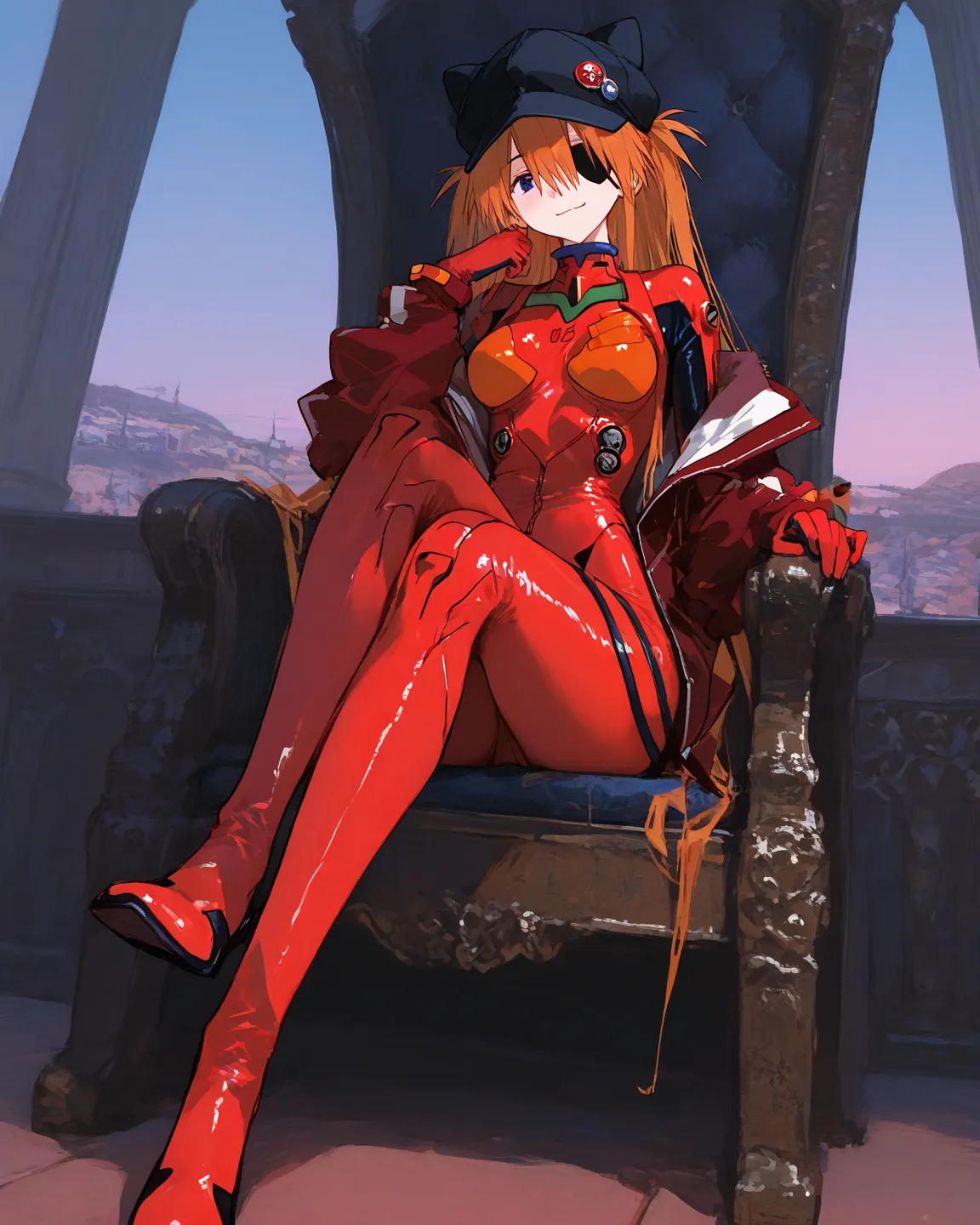 Highest quality、   748cm style  ,       、            8k Wallpaper、         masterpiece、     、  high detail、、            absurd,             latest,                 Neon Genesis Evangelion、    woman 1 person、 、  Su Long Aska Langley 、   orange hair、        ...