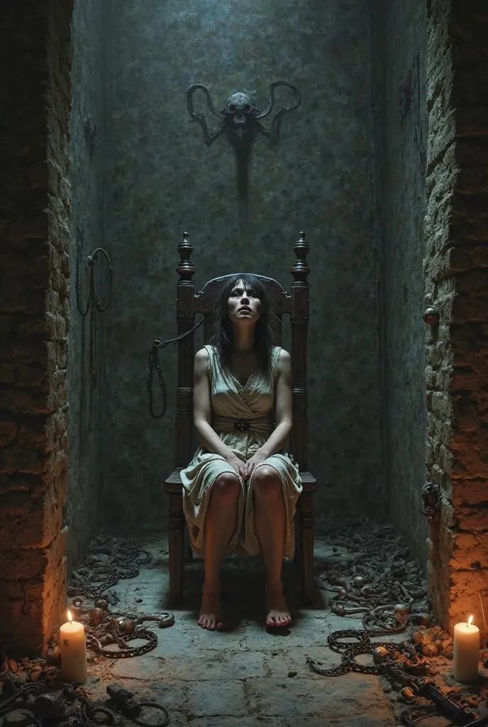 A room to torture a girl sitting on a chair