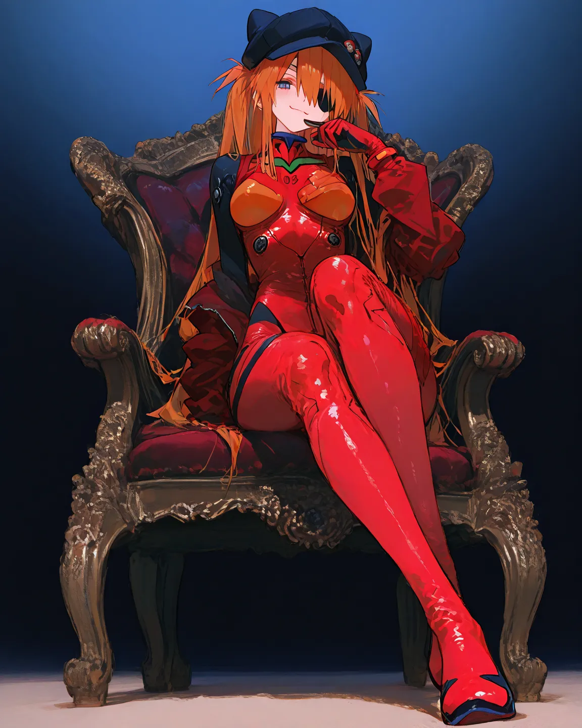 Highest quality、   748cm style  ,       、            8k Wallpaper、         masterpiece、     、  high detail、、            absurd,             latest,                 Neon Genesis Evangelion、    woman 1 person、 、  Su Long Aska Langley 、   orange hair、        ...