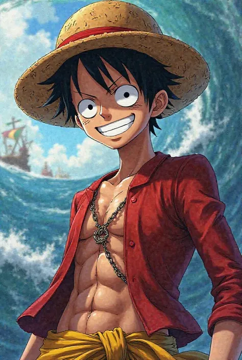 Luffy adule qui souri 
