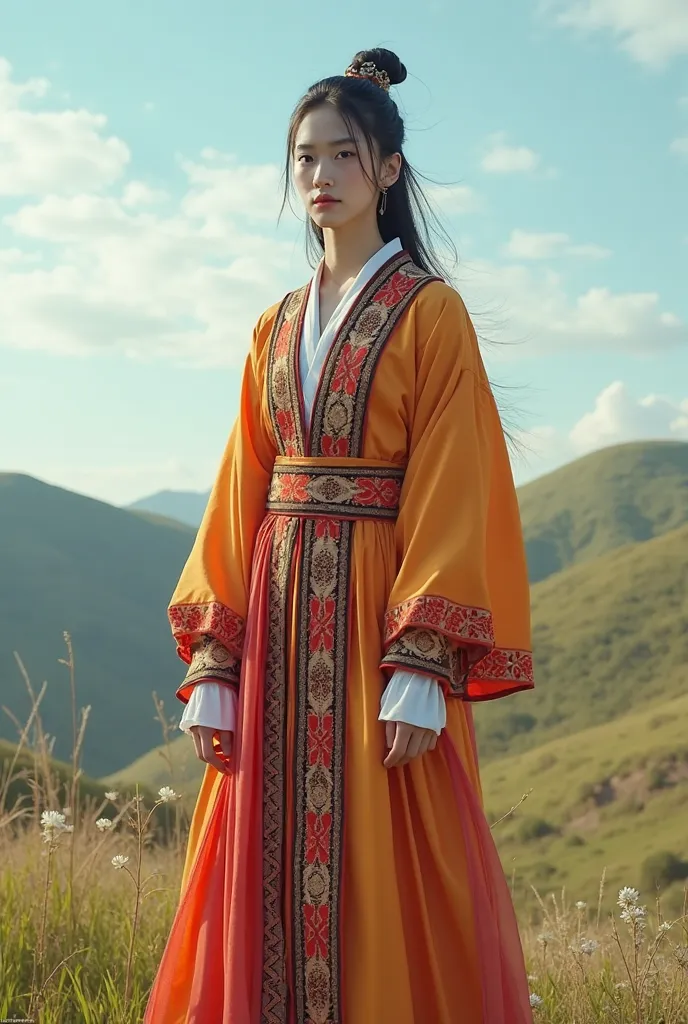 Korean k-pop group ENHYPEN member Ni-Ki wearing Mongolian traditional dress “Deel”