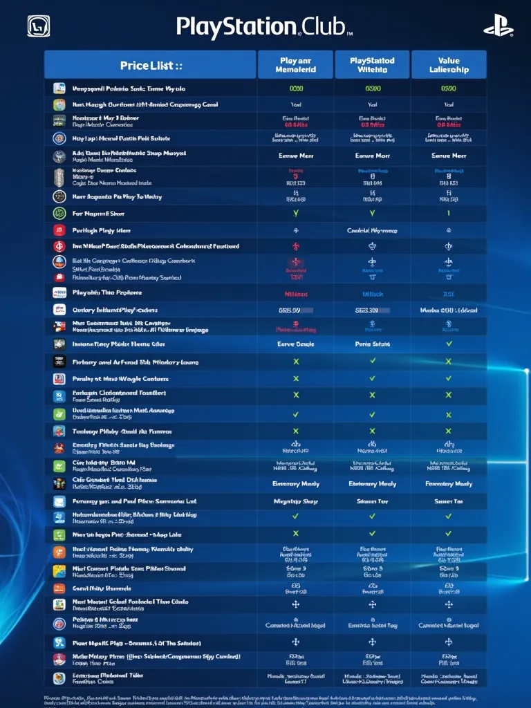 You need a template for the Playstation Club price list