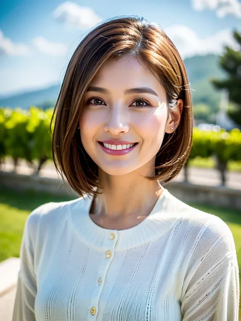 ((White Wine)),((  wine glasses)),(realistic, 超realistic:1.4), 16K HDR,  high image quality,((White Wine)),((  wine glasses)),turtleneck shirt,Age 33,36 years old,happy smile, short hair,  best smile、japanese actress, is so beautiful(  just like the real t...