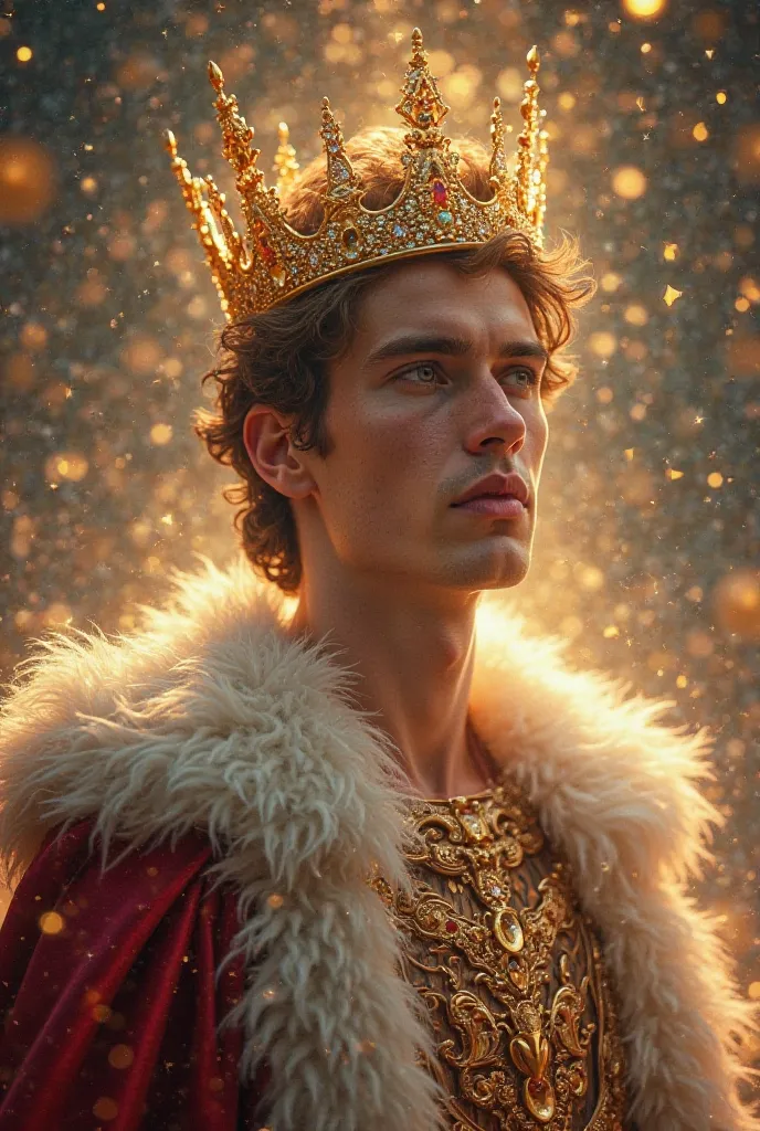  Spirit of Christmas , christmas king del universo, stars, Sacred Symbols , magic, beautiful lights, King of the Night, Gold and diamond crown, young, beautiful king of christmas