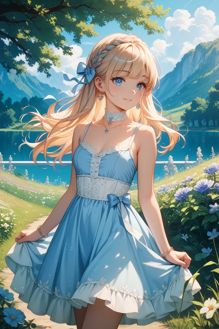 A girl with a gentle atmosphere whose theme color is light blue