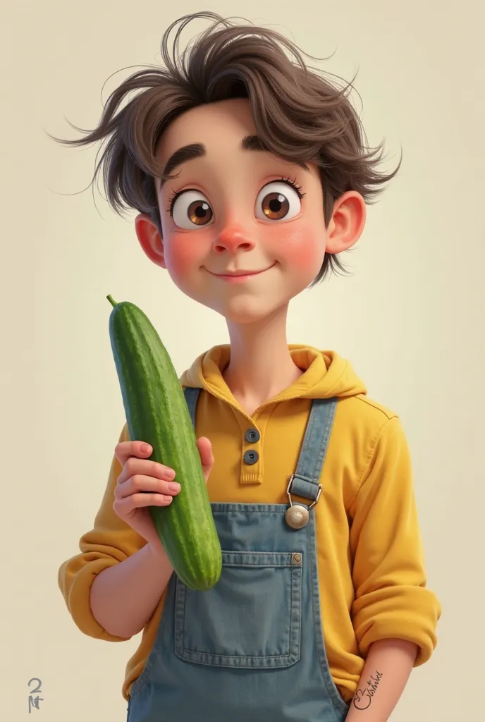 A Julian who has a cucumber in hand 