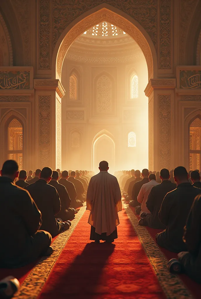 Praying worshipers inside the mosque