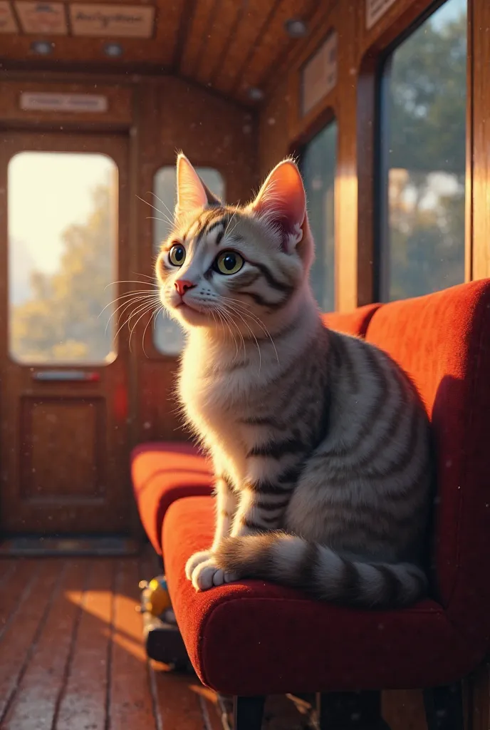 Cat in a  train