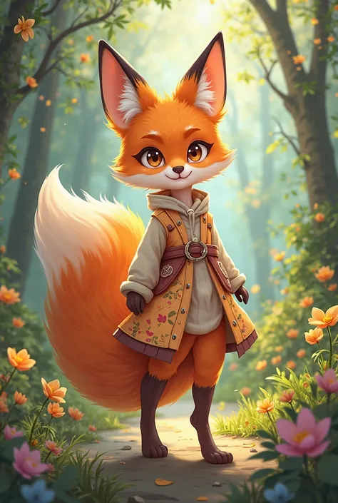 Furry fox girl in anime art style