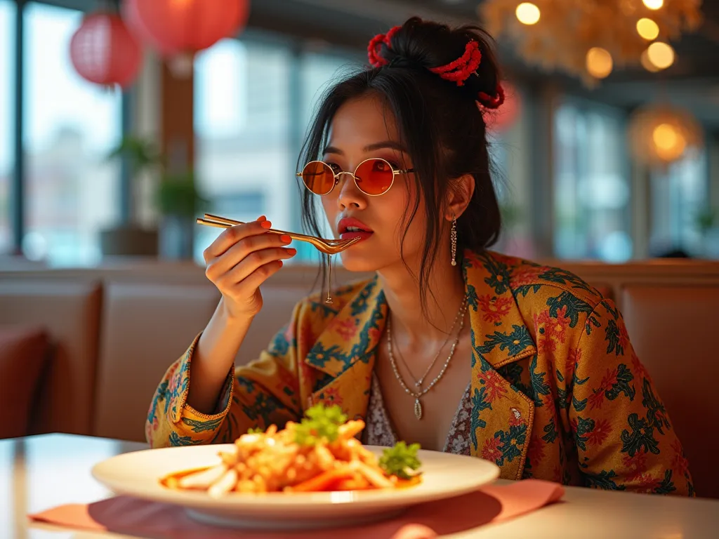  Doja Cat eating pickled bonito salad and white alubine, The good quality image