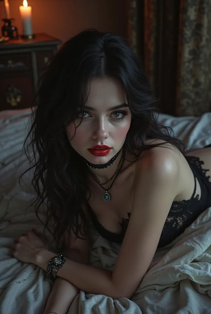 Goth sexy girl on bed