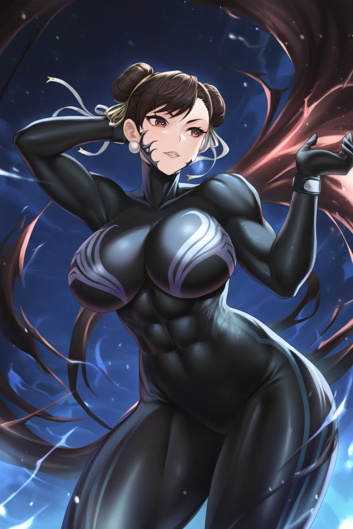 1girl,she venom,chun li,black bodysuit, cowboy shot, masterpiece,best quality
 