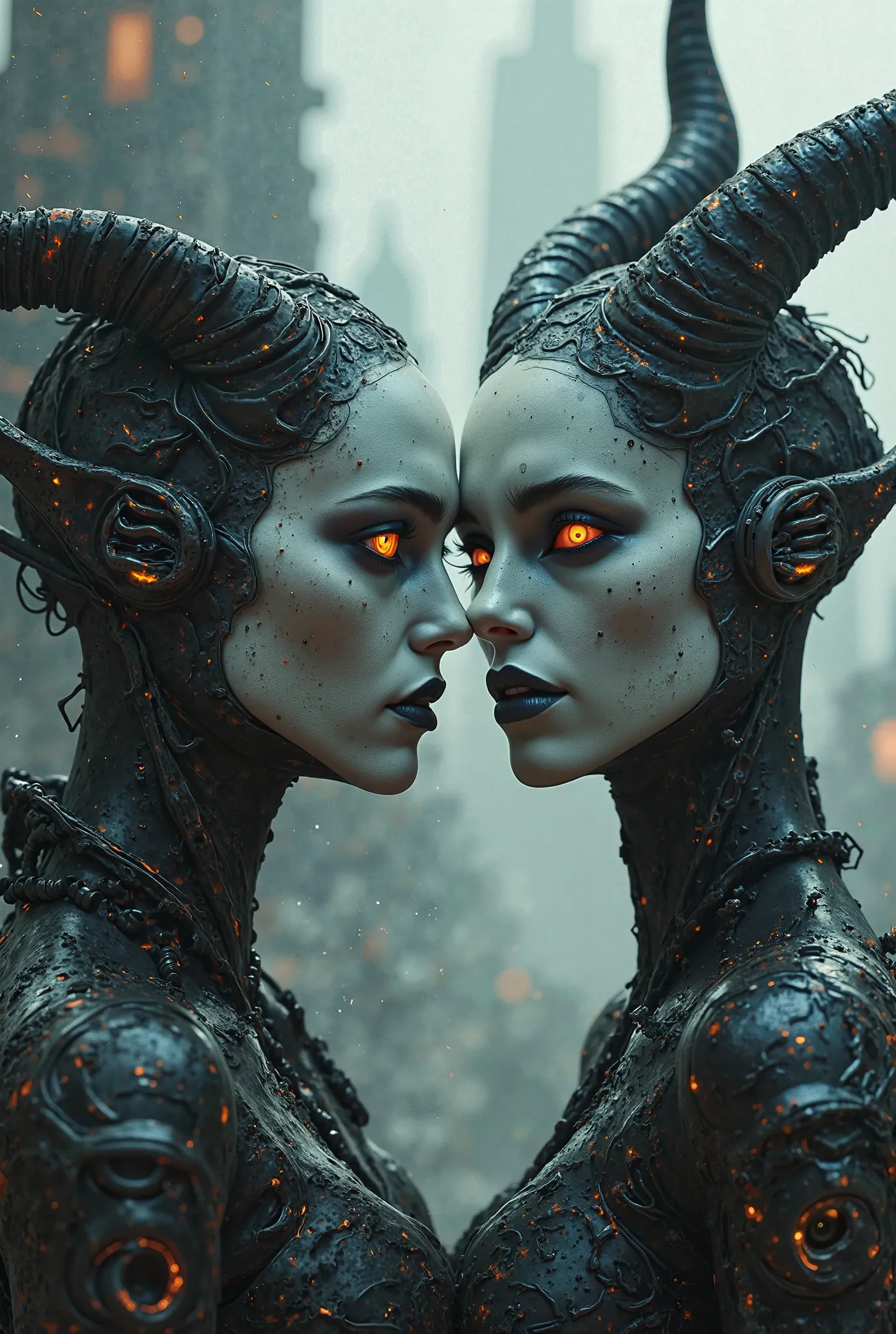 sifi demonic couple 16k HD beautiful faces