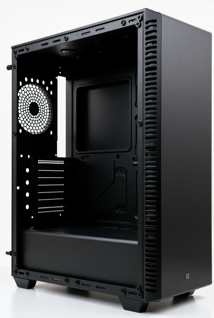 Open and empty black PC case