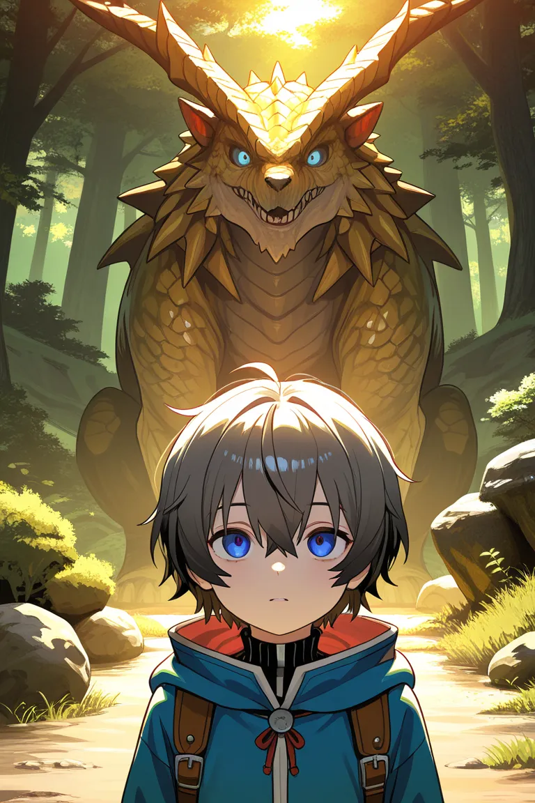 Osamu Dazai　cute　Gray Hair　 blue eyes　Monster Hunter