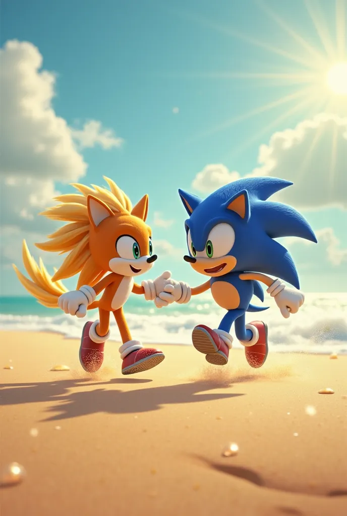 cinématique film avec 2 personnages : Spirit et Sonic qui courent sur une plage en se regardant amoureusement. 