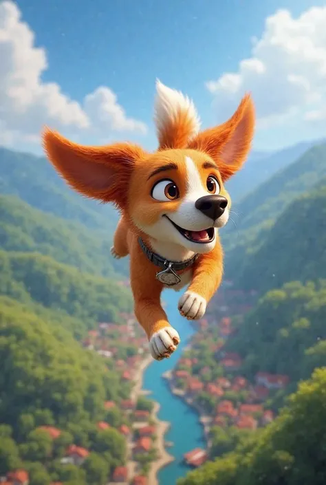 The joy of flying and adventure in the sky

Flying over the village, Rio the dog sees ren playing and nature from an angle he has never seen before. He feels very free and happy