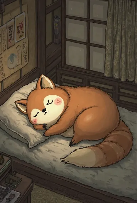 Tanuki　Falling asleep　futon　