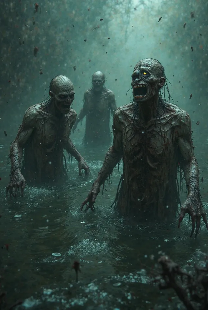 3 zombie In the water, they are moving around