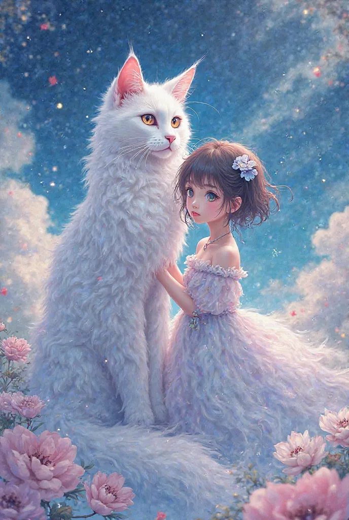 Dream cat and anime girl wallpaper 